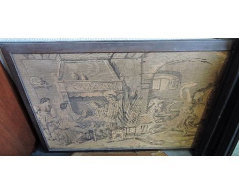 A collection of Victorian and later watercolours, prints and engravings, and a large machine tapestry panel (8)