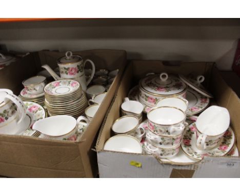 TWO TRAYS OF ROYAL WORCESTER ROYAL GARDEN CHINA TO INCLUDE TEA AND COFFEE POTS