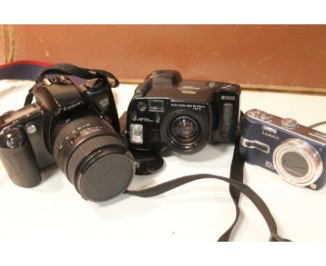 A CANON EOS 500 TOGETHER WITH A MIRRI 105 CAMERA AND A PANASONIC DMC -TZ3 DIGITAL CAMERA (3)