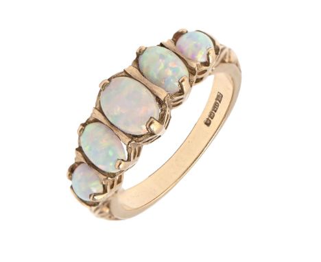 An opal ring, in 9ct gold, Birmingham 2003, 3.9g, size N  Good condition