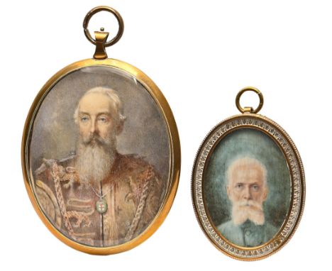 19th century School - Portrait Miniature of a Nobleman, in tabard embroidered with lions and wearing an Order, possibly that 