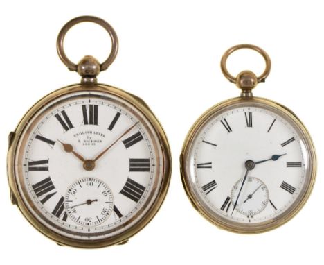 A silver lever watch, I Richman Leeds, 58mm diam, Chester 1901 and another, smaller, London 1872 (2)  Neither watch tried, so