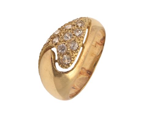A white stone ring,&nbsp; in gold, Tunisian control mark, 5.7g, size N  Light wear scratches