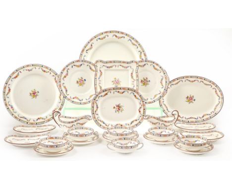A Minton Rose pattern dinner service, c.1910, printed and painted, printed mark, pattern No A4807  Good condition and first q