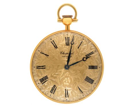 A Chopard 18ct gold keyless lever watch, textured dial and case back, 42mm diam, 45g  Movement requires attention; good condi