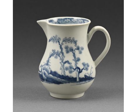 A blue and white sparrow beak cream jug, probably Worcester, c.1765, in the Cannonball pattern, 8cm h  In good condition.