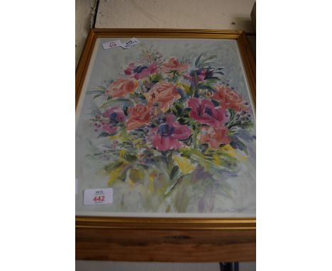FRAMED PRINT OF FLOWERS, FRAME APPROX 35 X 41CM