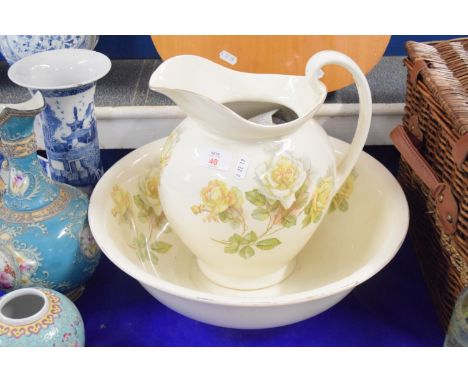 LARGE JUG AND BASIN WITH FLORAL PRINTS