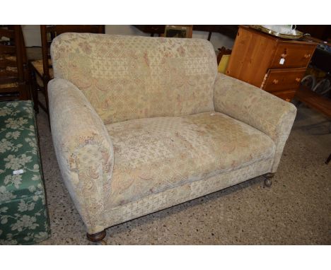 VINTAGE TWO-SEATER SOFA WITH BUN FEET, LENGTH APPROX 152CM