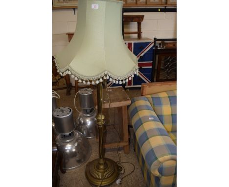 BRASS LAMP STANDARD WITH SHADE, TOTAL HEIGHT APPROX 158CM