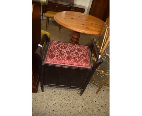 VINTAGE PANELLED PIANO STOOL, WIDTH APPROX 62CM