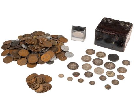 The Lot to include a 1689 William &amp; Mary half-crown, two Queen Anne sixpences, a 1757 George II half-crown stamped Lima, 