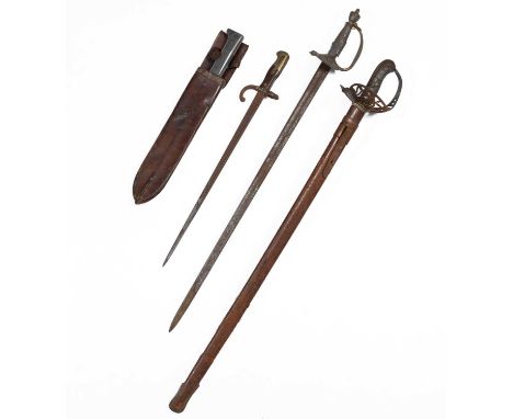 The lot to comprise: a British Georgian 1796 Pattern Heavy Cavalry Officer's Undress Sword, the later blade stamped with a fl