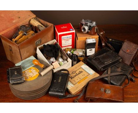 The collection include various cameras: a Noia Folding Pocket Kodak, a Number 2 Folding Pocket Brownie Automatic Kodak 1908, 