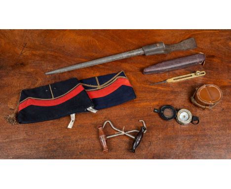 Two Belgium Police Officers hats together with a bayonet sheath with a leather thong to attach to belt, two boot hooks, a com