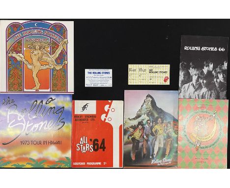 Six Rolling Stones concert/tour programmes and two tickets/stubs to inc: 1964 Allstars programme, 1966 tour programme inc Ike