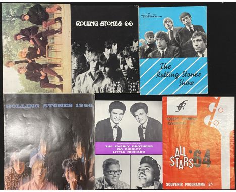 Six c 1960s Rolling Stones concert/tour programmes to inc: Everly Bros, Little Richard and the Stones (1963), John Smiths pre