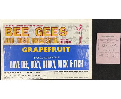 An original handbill / ticket order form for The Bee Gees with Dave Dee, Dozy (etc), Grapefruit at Granada Studios, Tooting, 