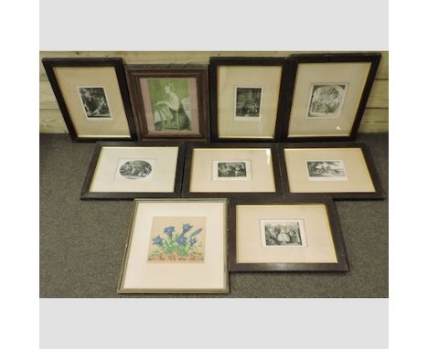 A collection of pictures and prints, to include a Clive Madgwick print of Kersey Mill