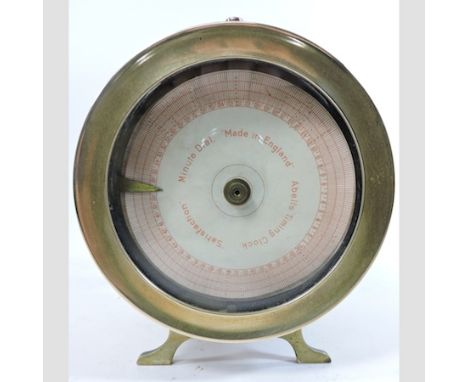An early 20th century brass cased Abell's pigeon timing clock, 16cm tall