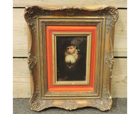 Continental School, 19th century, portrait of a bearded man, oil on panel, 15 x 12cm 