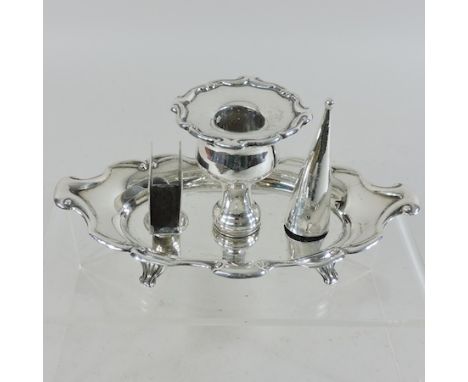 A 19th century silver plated chamber stick, 16cm