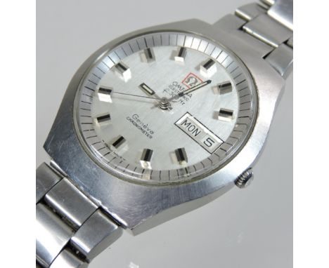 An Omega steel cased gentleman's chronometer wristwatch, on a steel flexible strap
