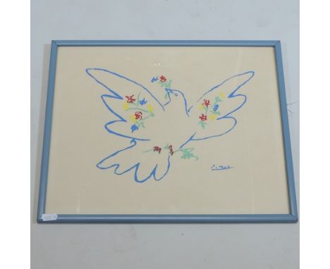 After Picasso, dove, coloured print, 31 x 39cm