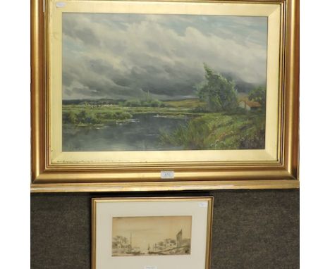 R. Halfright, landscape, oil on canvas, 40 x 58cm, together with another