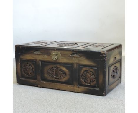 An early 20th century eastern camphor wood trunk, 90cm