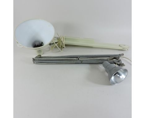 A 1960's grey painted angle poise lamp, stamped Norway, with US patent, together with another lamp