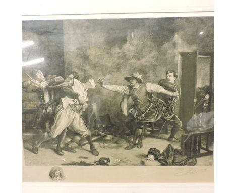 A. Gaymard, signed print, Meissonier 1853, together with a collection of prints and paintings (11)