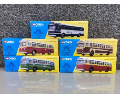 5x limited edition Corgi Classics diecast model buses all with original boxes