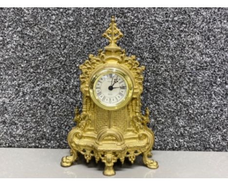 Italian brass reproduction Uranio Quartz mantle clock, in good working condition