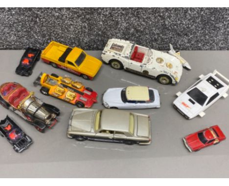 Selection of diecast vehicles (mainly corgi) including 007 Lotus Esprit &amp; Chitty chitty bang bang, x2 batmobile’s