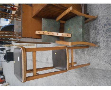 vintage childs chair and 2 retro stools etc