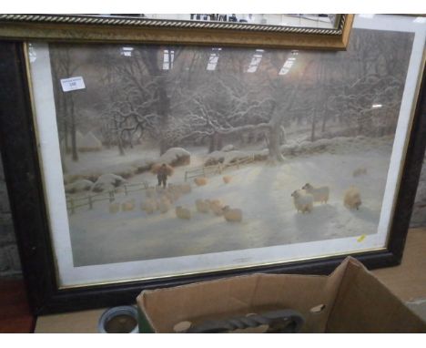 wood framed winter scene print
