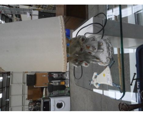 staffordshire style table lamp and ceramic lady figure