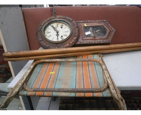 vintage deck chair, wall clock and 2 french bread servers