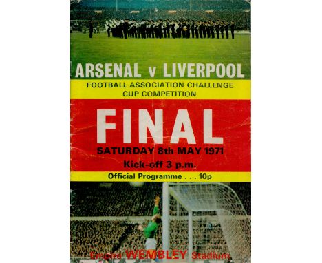 Football Arsenal v Liverpool 1971 FA Cup Final Empire Stadium Wembley vintage programme. Good condition. All autographs are g