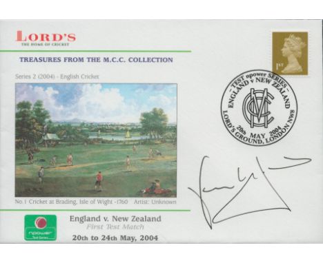 Cricket Nasser Hussain signed England v New Zealand First Test Match 2004 FDC PM Test Npower series Lords Ground London NW8 2
