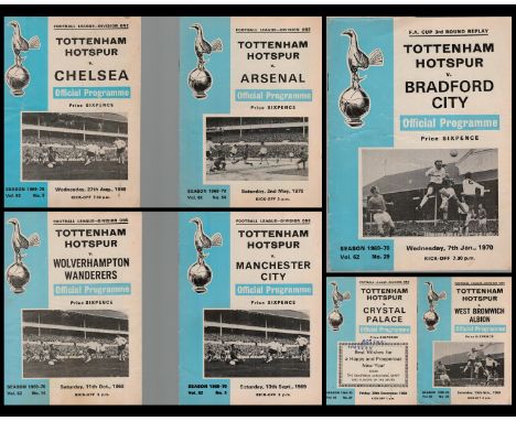 Football. Tottenham Hotspurs FC Vintage Collection of 7 Matchday Programmes From 1969-70 Season. Good Condition. Good conditi