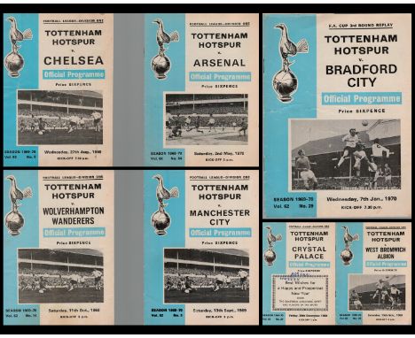 Football. Tottenham Hotspurs FC Vintage Collection of 7 Matchday Programmes From 1969-70 Season. Good Condition. Good conditi