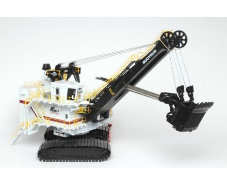 A Bucyrus 495 1:50 scale electric mining shovel detailed metal and plastic construction model finished in off-white, boxed G-