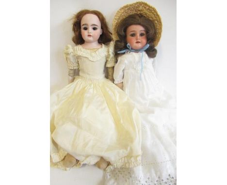 Two Armand Marseille bisque shoulder head dolls, comprising an 18" 370 11-0 1/2 DEP, with blue glass sleeping eyes, open mout