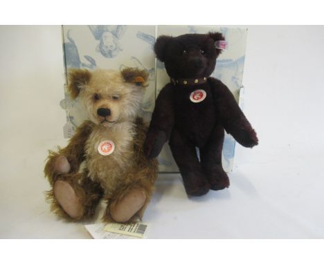 Two Steiff teddy bears, comprising a 33cm bi-colour cappuccino classic bear, and a 31cm limited edition black bear, all in St