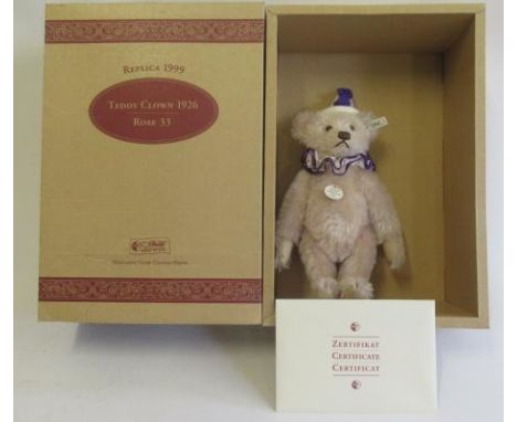 A boxed Steiff 1926 Teddy Clown bear, with hat and certificate, 41cm including hat (Est. plus 21% premium inc. VAT)Good