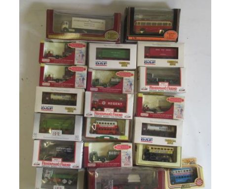 OO Scale vehicles by Days Gone, Lledo and E.F.E. including railway vans, trucks and buses, all items boxed, E (Est. plus 21% 