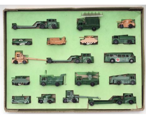 Triang Minic Push-and-Go Army Presentation Set with army vehicles, one box end damaged, models G-E (Est. plus 21% premium inc