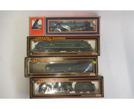 Mainline Railways B.R. Royal Scot, B.R. Blue Class 56, B.R. green type 4 and Lima Blue King Charles, boxed, F-G (Est. plus 21